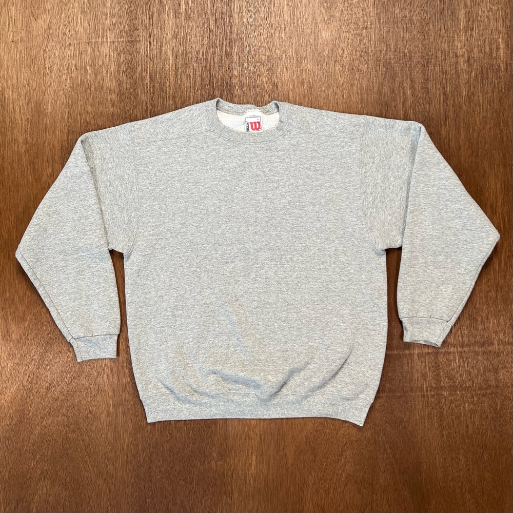 Wilson Cozy Minimalist Crew Neck Pullover Grey Sweater L